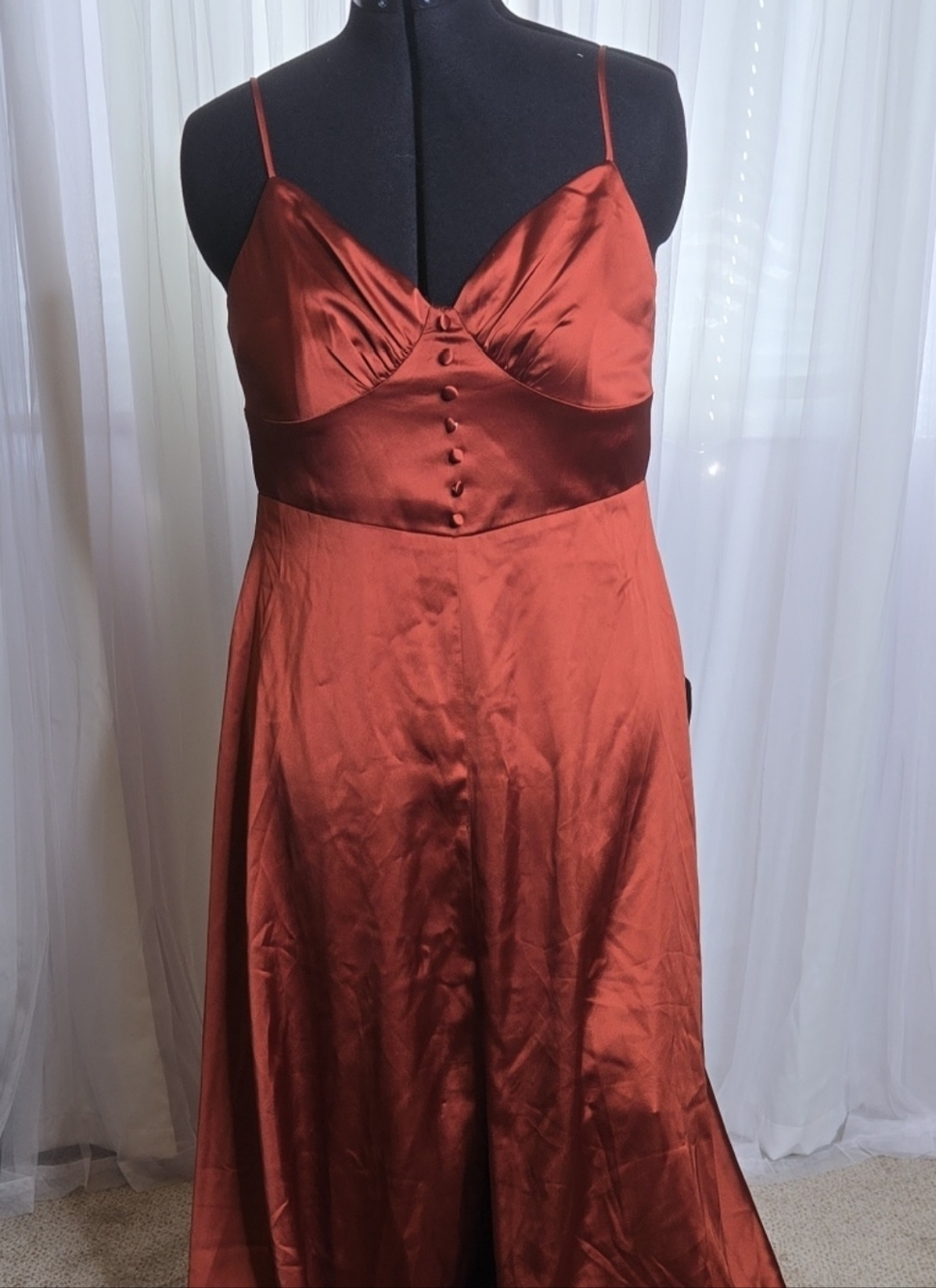 Lulu's Rust Satin Maxi Dress